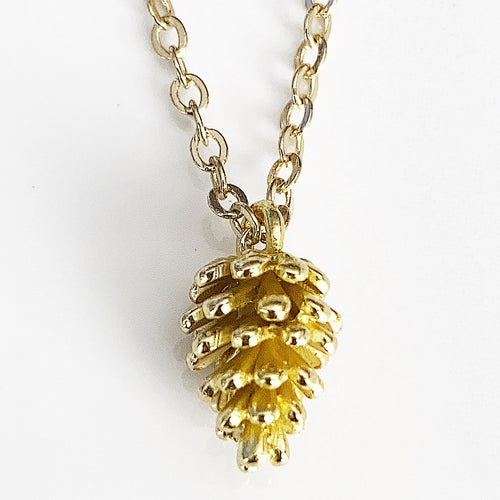 Gold Petite Pine Cone Necklace