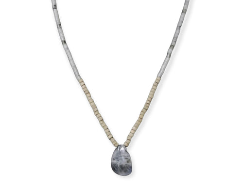 Grey Labradorite  Disc Beaded Necklace