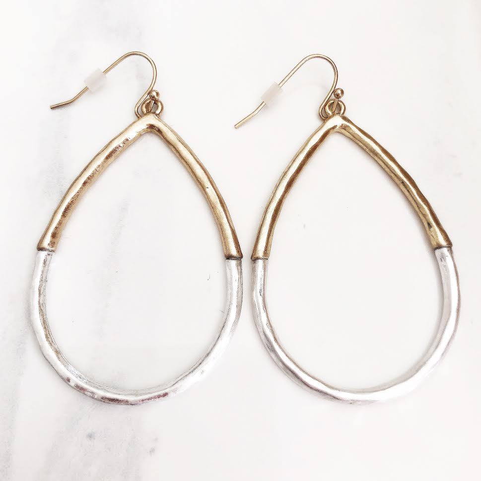 Silver + Gold Hammered Hoops