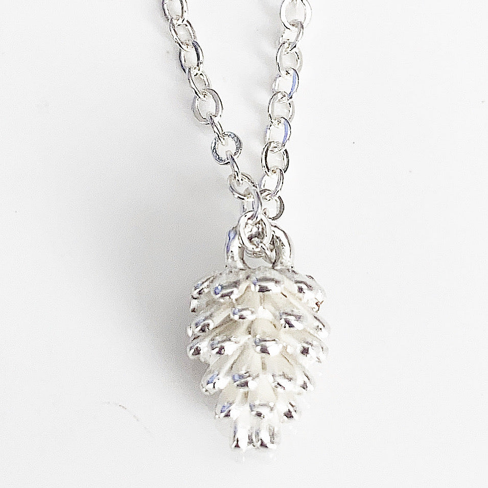Silver Petite Pine Cone Necklace