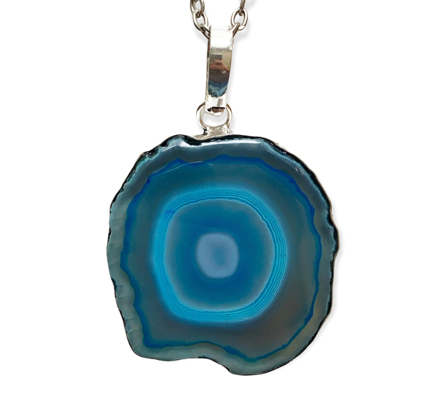 Silver Blue Agate Necklace