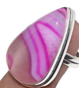 Silver Pink Agate Ring