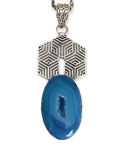 Silver Blue Geode Necklace