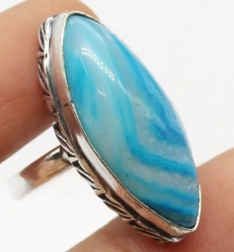 Silver Turquoise Agate Ring